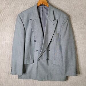 Egon Von Furstenberg Jacket Mens 44L Gray Blazer Double Breasted Wool Blend VTG